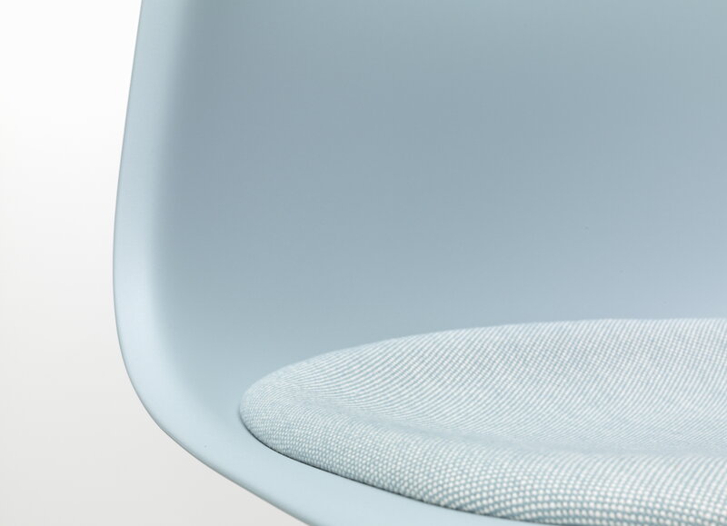 Vitra Eames DSR chair, ice grey - chrome - ice blue/ivory cushion | One52 Furniture