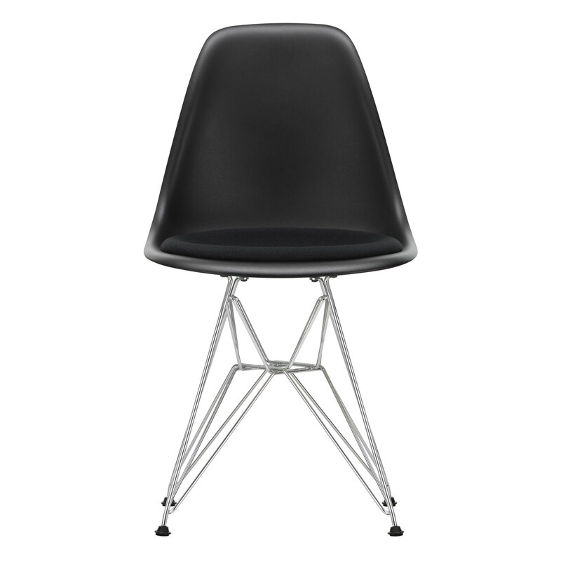 Vitra Eames DSR chair, deep black - chrome - nero cushion | One52 Furniture