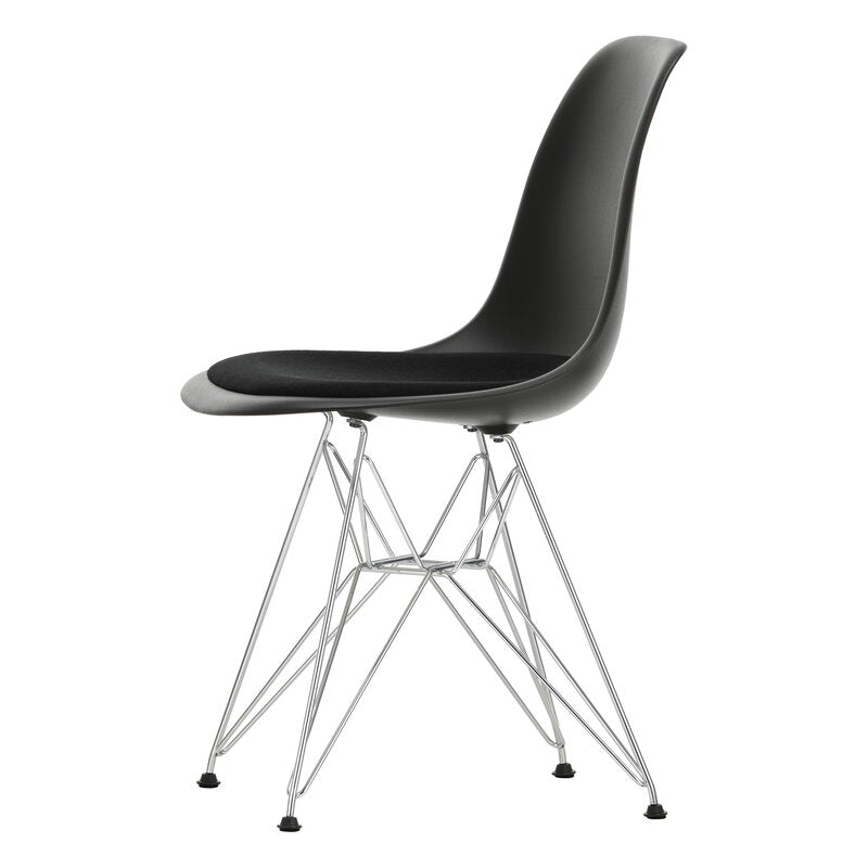 Vitra Eames DSR chair, deep black - chrome - nero cushion | One52 Furniture