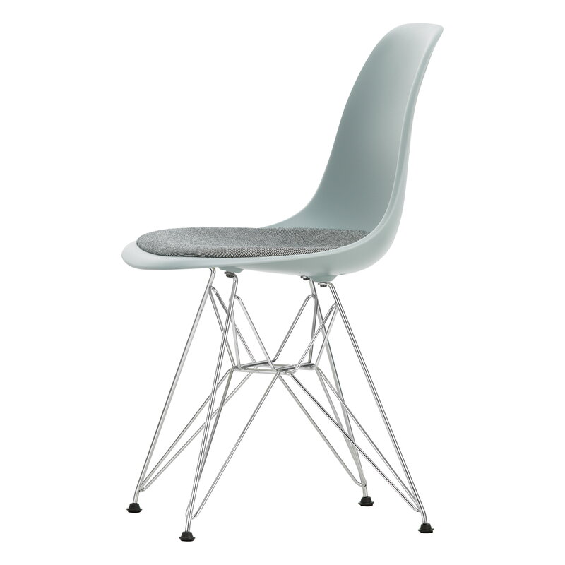 Vitra Eames DSR chair, light grey - chrome - nero/ivory cushion | One52 Furniture