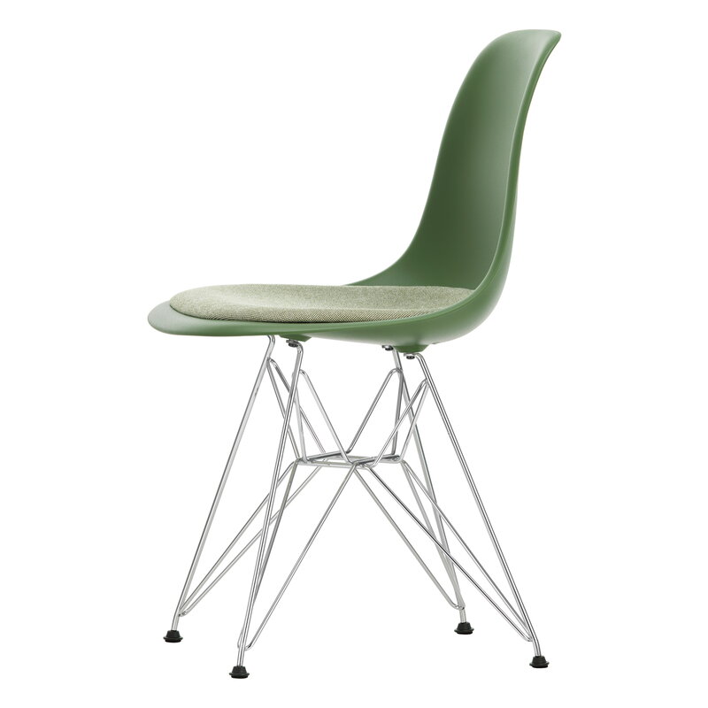 Vitra Eames DSR chair, forest - chrome - ivory/forest cushion | One52 Furniture