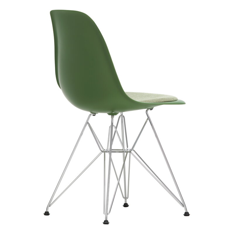 Vitra Eames DSR chair, forest - chrome - ivory/forest cushion | One52 Furniture