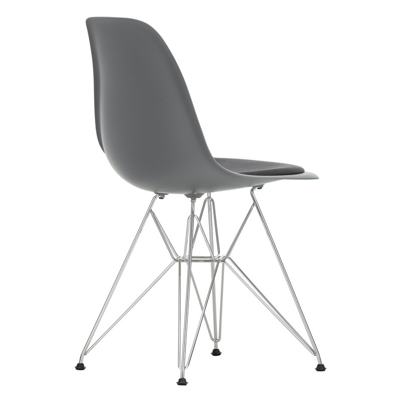 Vitra Eames DSR chair, granite grey - chrome - dark grey cushion | One52 Furniture