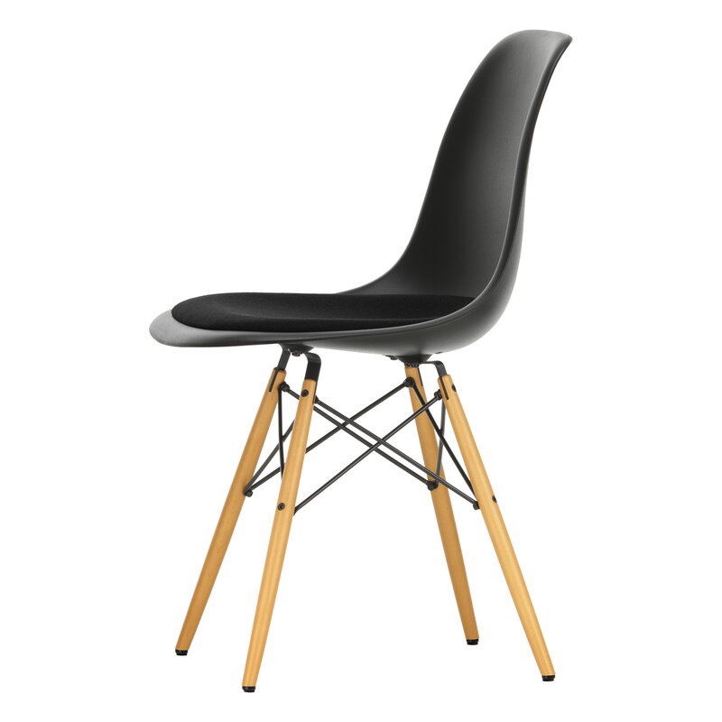 Vitra Eames DSW chair, deep black - maple - nero cushion | One52 Furniture
