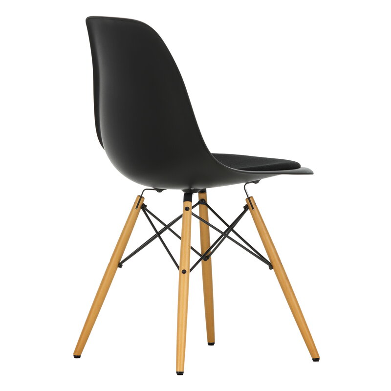 Vitra Eames DSW chair, deep black - maple - nero cushion | One52 Furniture