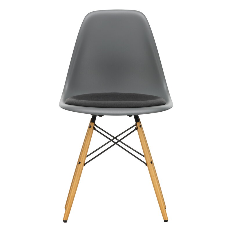 Vitra Eames DSW chair, granite grey - maple - dark grey cushion | One52 Furniture