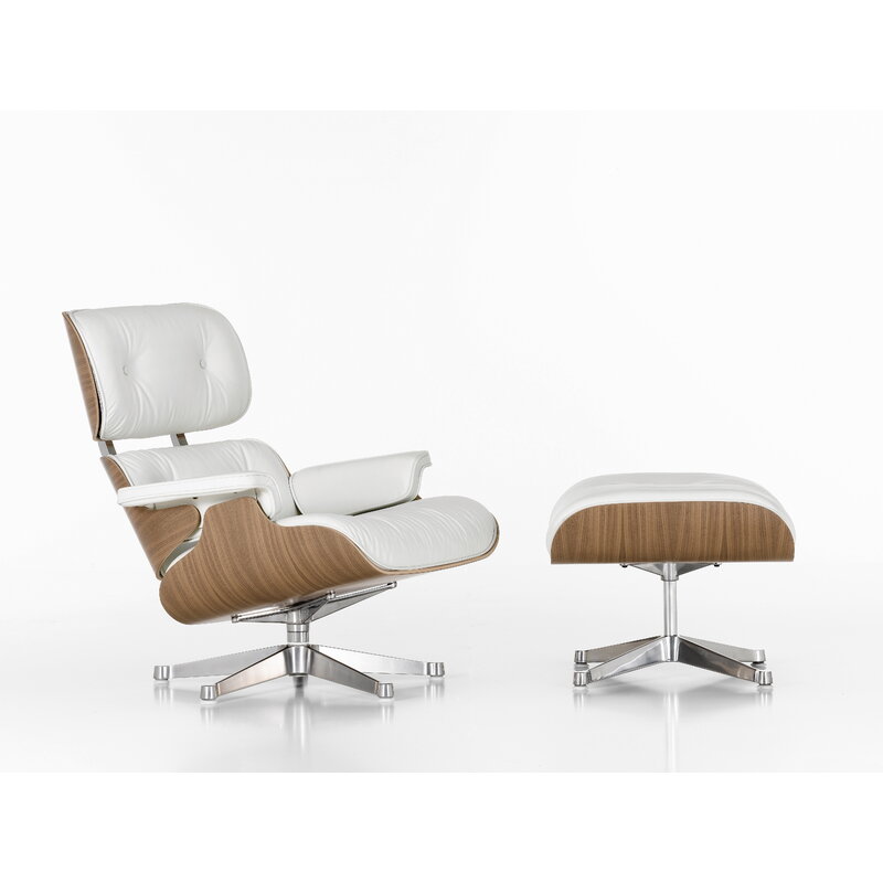 Vitra Eames Lounge Chair, new size, white walnut - white leather | One52 Furniture