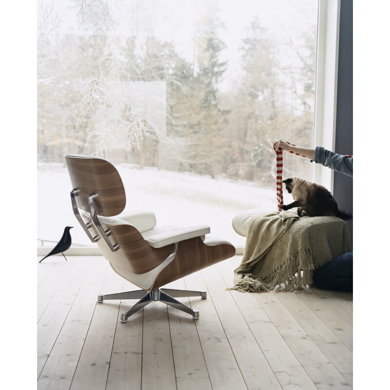 Vitra Eames Lounge Chair, new size, white walnut - white leather | One52 Furniture