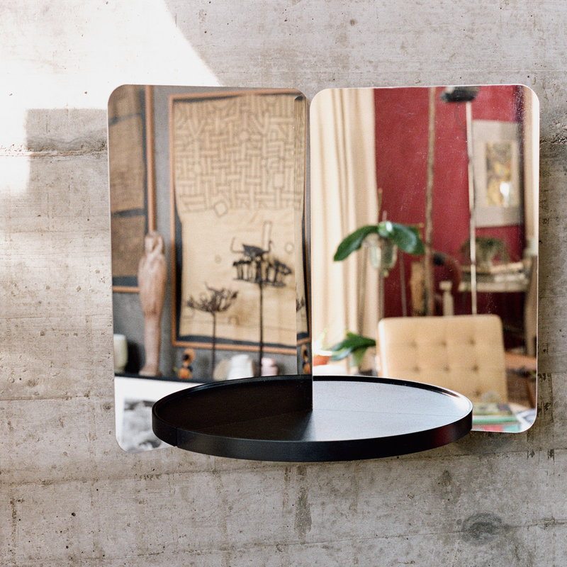 Artek|Mirrors, Wall mirrors|124 degrees mirror, medium, black shelf