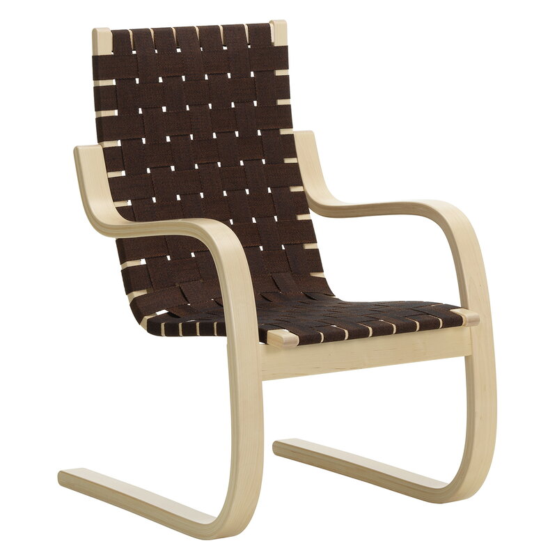 Artek|Armchairs & lounge chairs, Chairs|Aalto armchair 406, birch - black/brown webbing