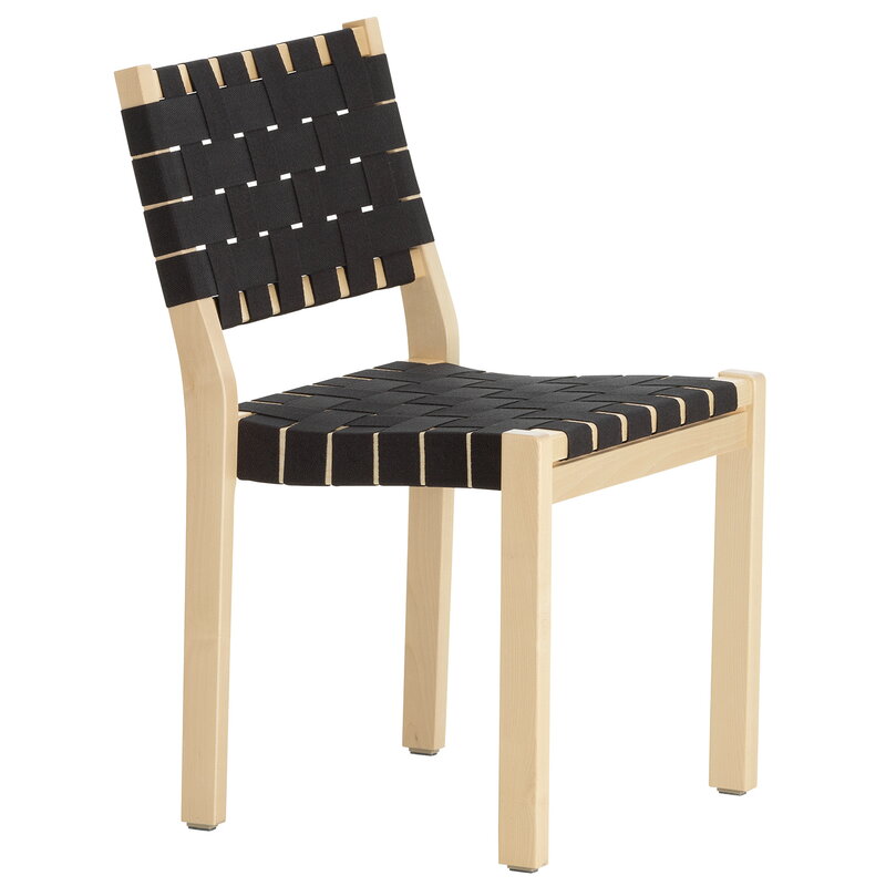 Artek|Chairs, Dining chairs|Aalto chair 611, birch - black webbing