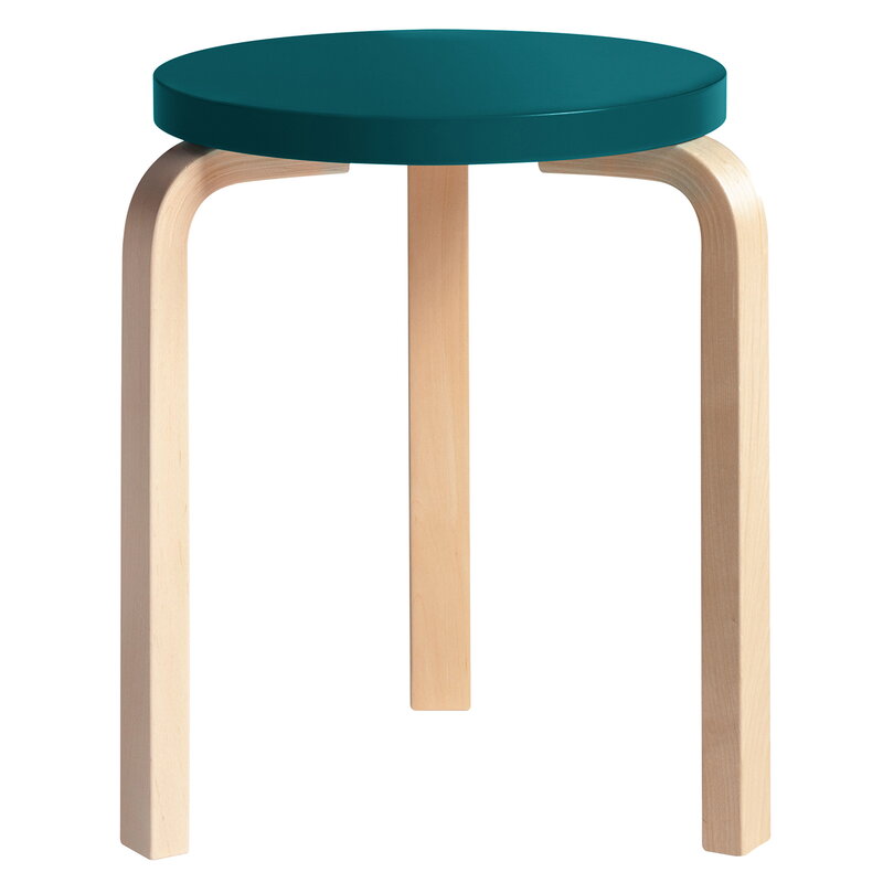 Artek|Chairs, Stools|Aalto stool 60, petrol - birch