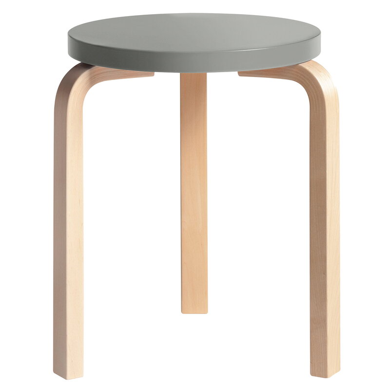 Artek|Chairs, Stools|Aalto stool 60, grey - birch