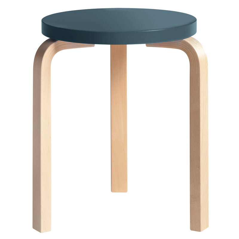 Artek|Chairs, Stools|Aalto stool 60, blue - birch