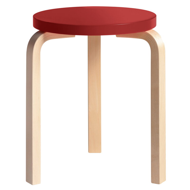 Artek|Chairs, Stools|Aalto stool 60, red - birch
