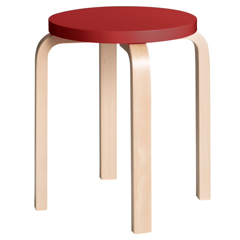 Artek|Chairs, Stools|Aalto stool E60, red - birch