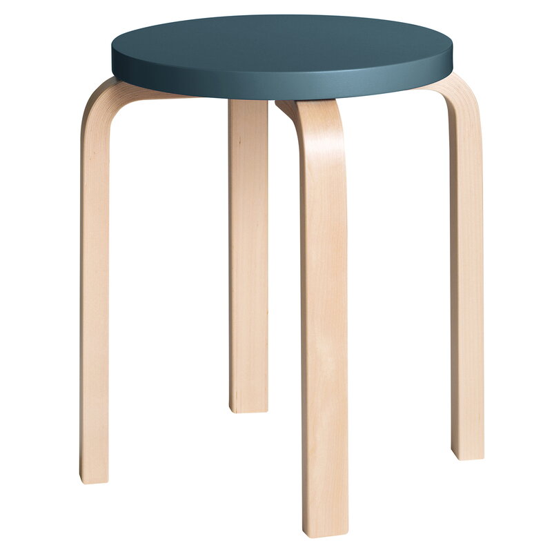 Artek|Chairs, Stools|Aalto stool E60, blue - birch