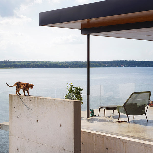 Vitra Slow Chair, red/cream - chocolate | One52 Furniture