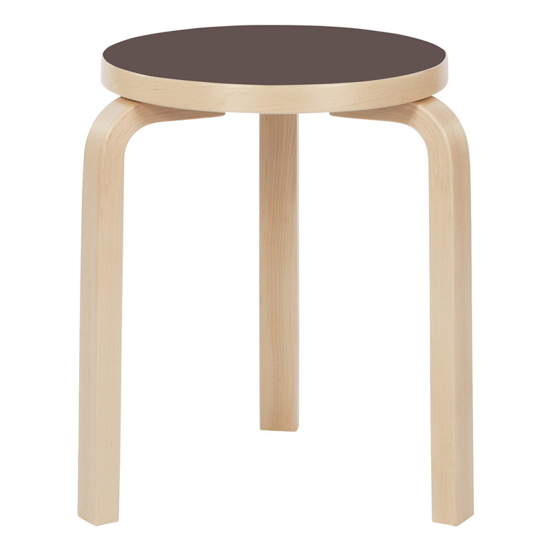 Artek|Chairs, Stools|Aalto stool 60, mauve linoleum - birch