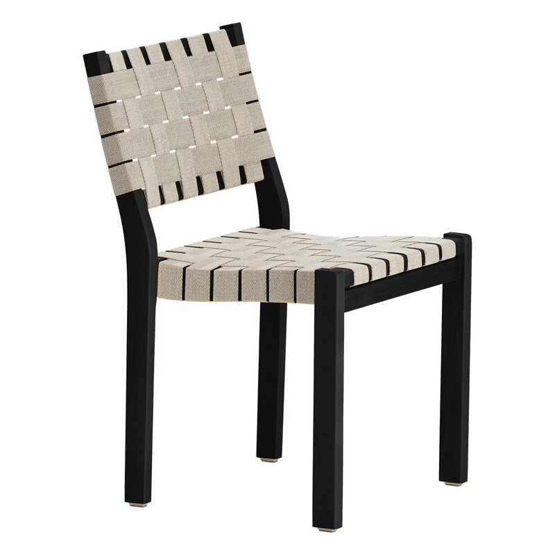 Artek|Chairs, Dining chairs|Aalto chair 611, black - natural/black webbing