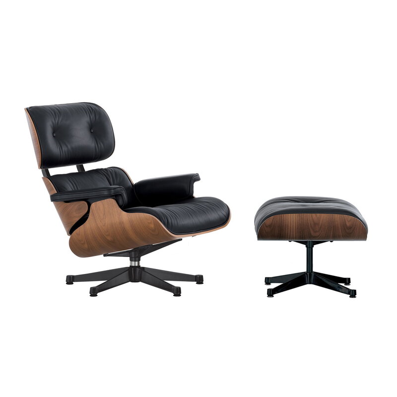 Vitra Eames Lounge Chair&Ottoman, classic size, walnut - black | One52 Furniture