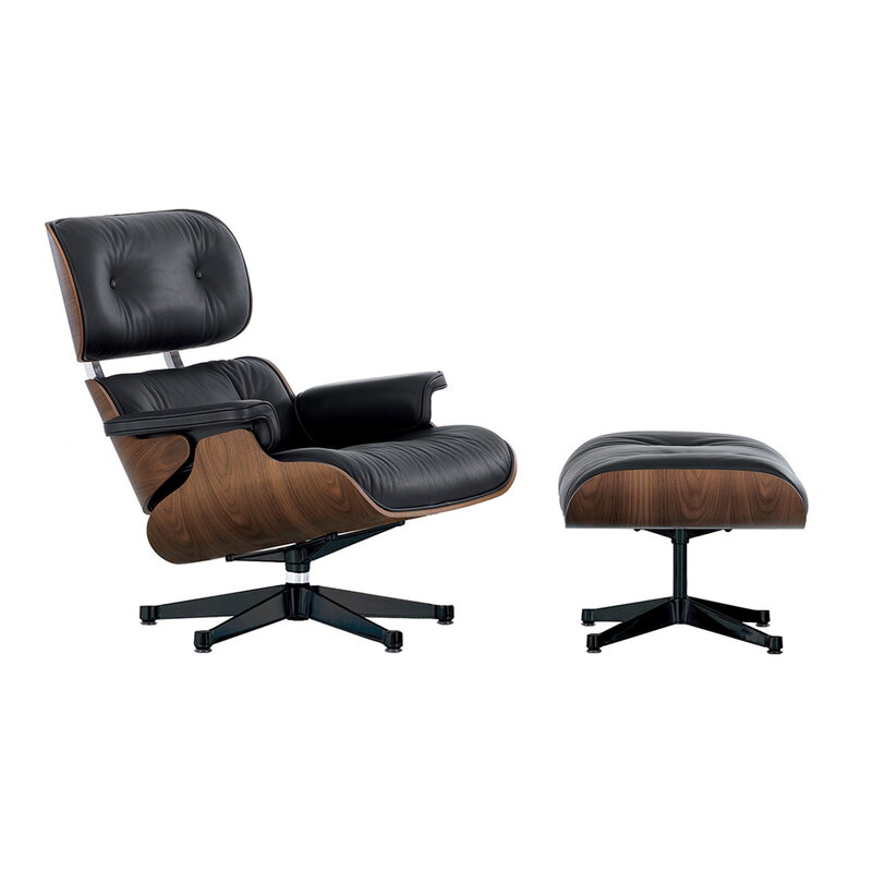 Vitra Eames Lounge Chair&Ottoman, new size, walnut - black | One52 Furniture