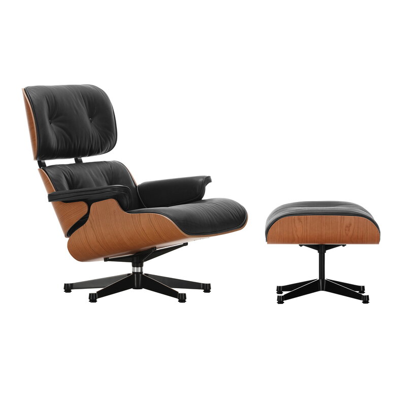 Vitra Eames Lounge Chair&Ottoman, new size, American cherry - black | One52 Furniture