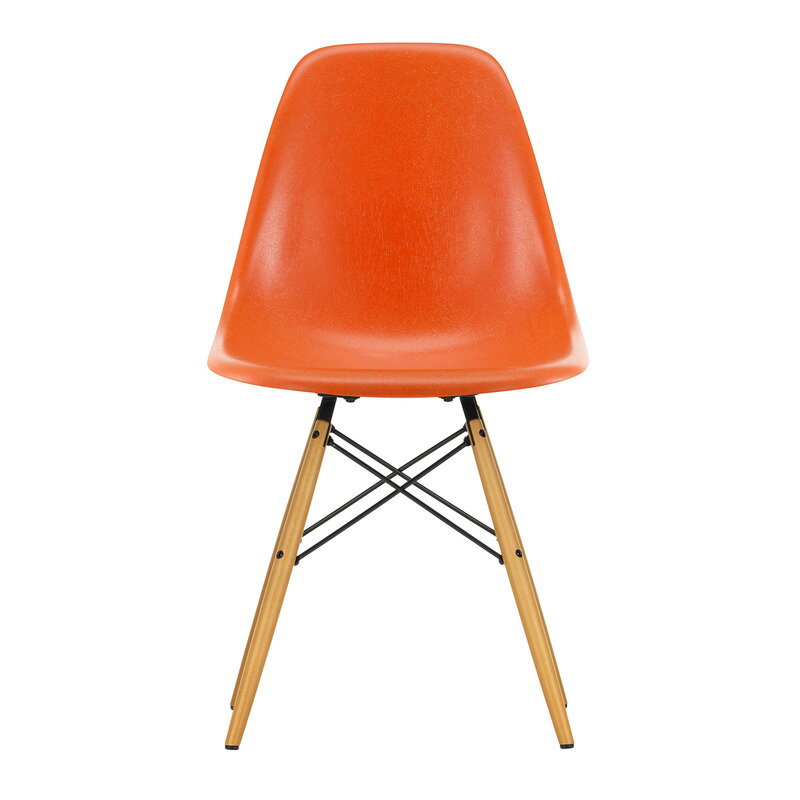 Vitra Eames DSW Fiberglass Chair, red orange - maple | One52 Furniture