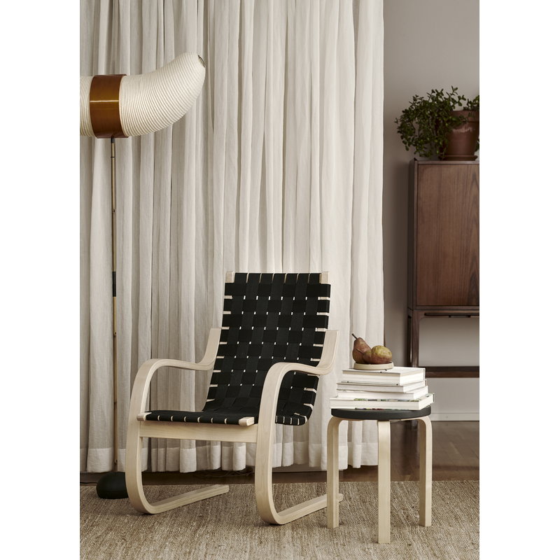 Artek|Armchairs & lounge chairs, Chairs|Aalto armchair 406, birch - black/brown webbing