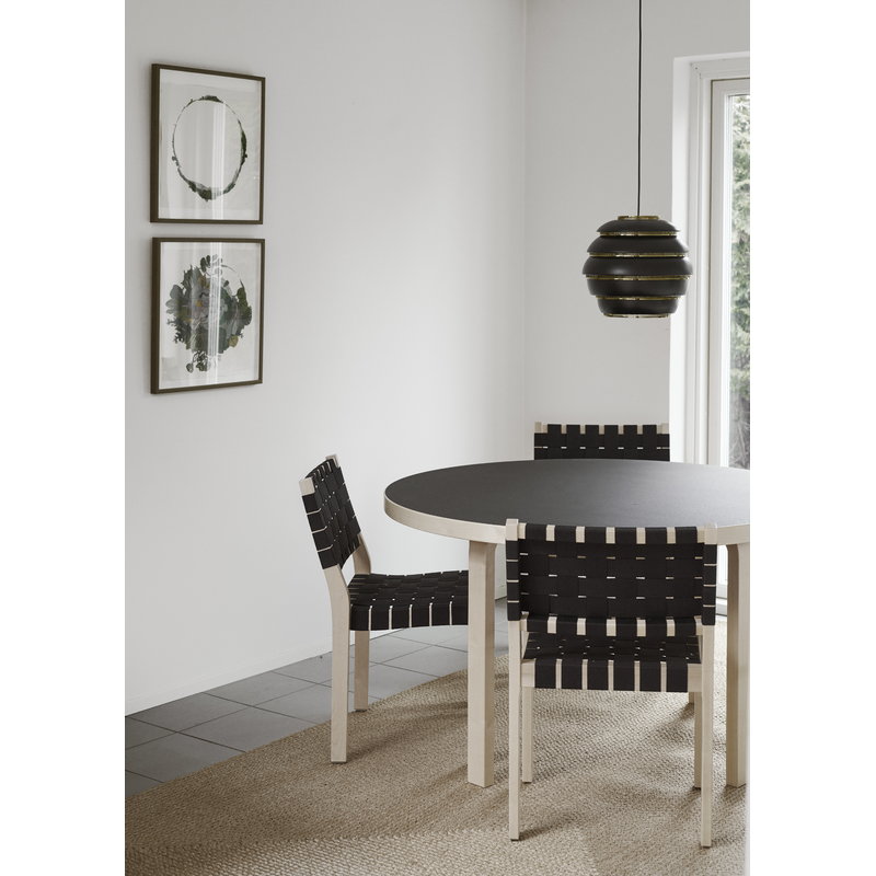 Artek|Chairs, Dining chairs|Aalto chair 611, birch - black webbing