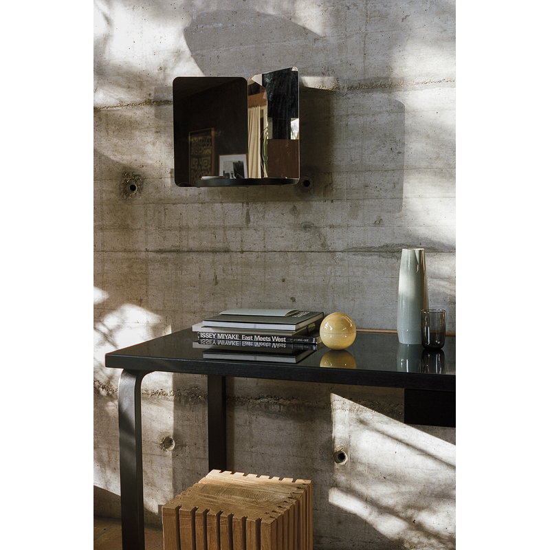 Artek|Mirrors, Wall mirrors|124 degrees mirror, medium, black shelf