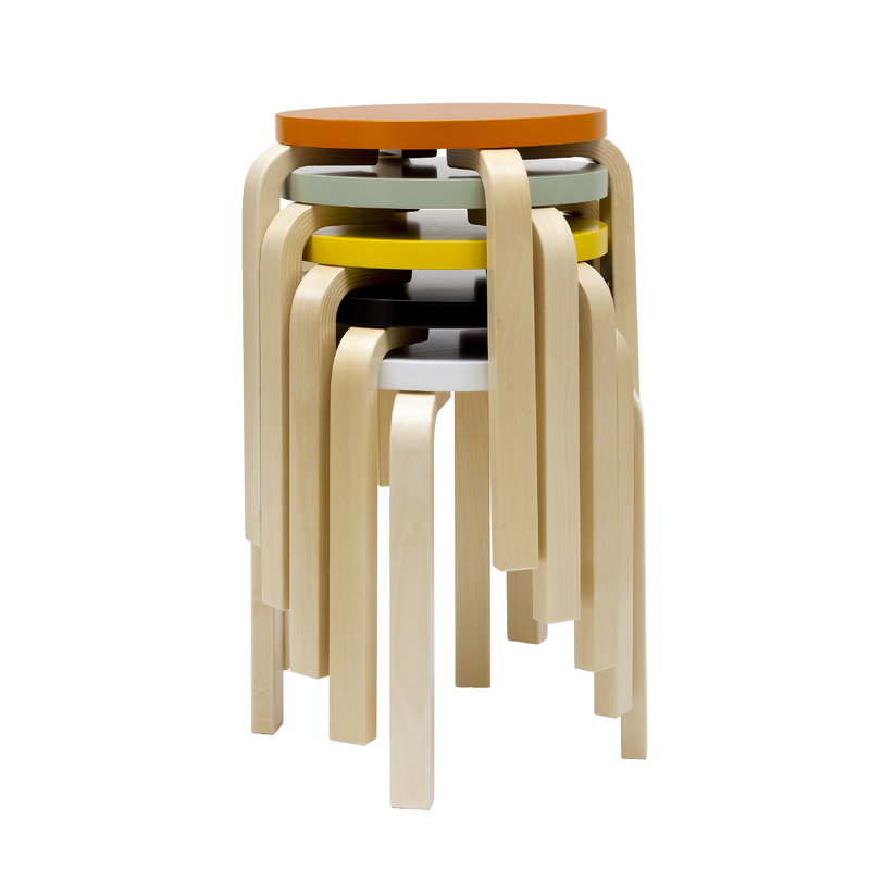 Artek|Chairs, Stools|Aalto stool E60, orange - birch