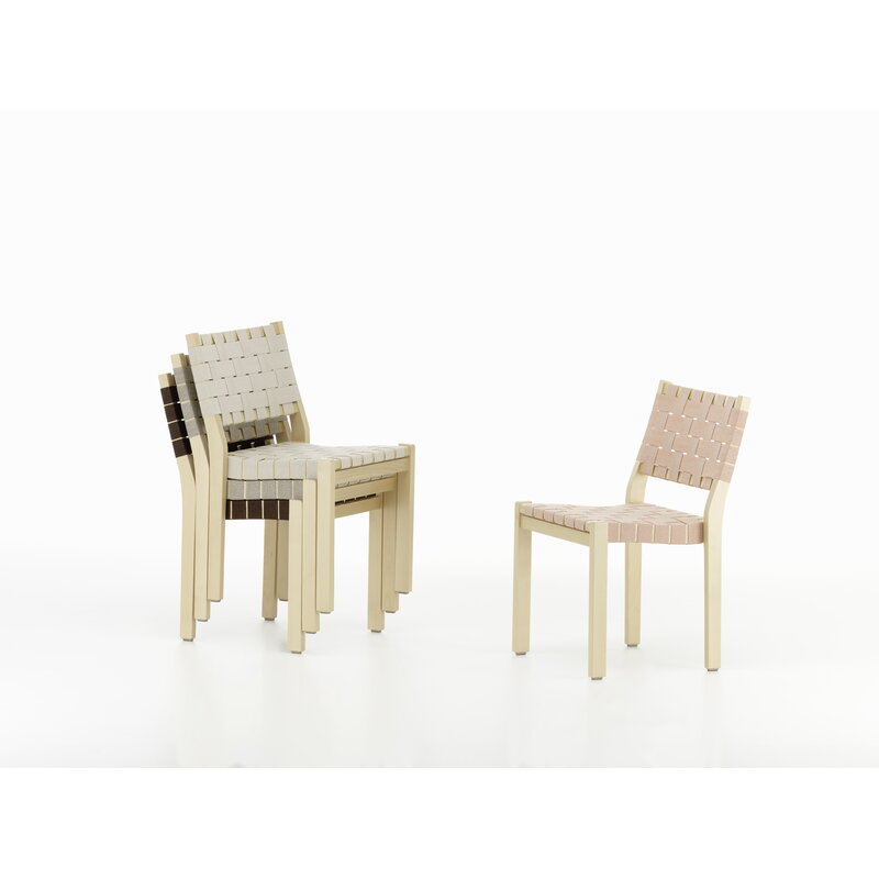 Artek|Chairs, Dining chairs|Aalto chair 611, birch - natural/red webbing