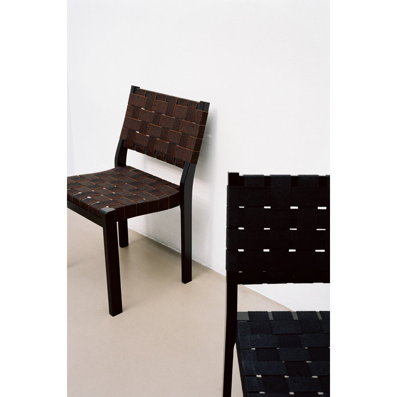 Artek|Chairs, Dining chairs|Aalto chair 611, black - black/brown webbing