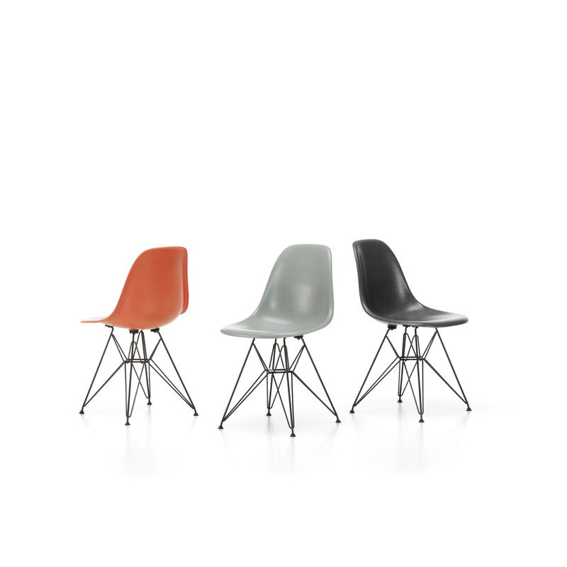 Vitra Eames DSR Fiberglass Chair, red orange - black | One52 Furniture