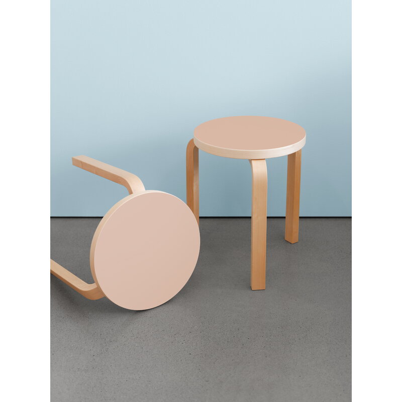 Artek|Chairs, Stools|Aalto stool 60, powder linoleum - birch