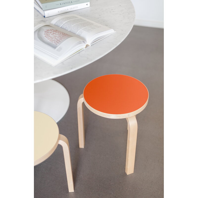 Artek|Chairs, Stools|Aalto stool 60, pearl beige linoleum - birch