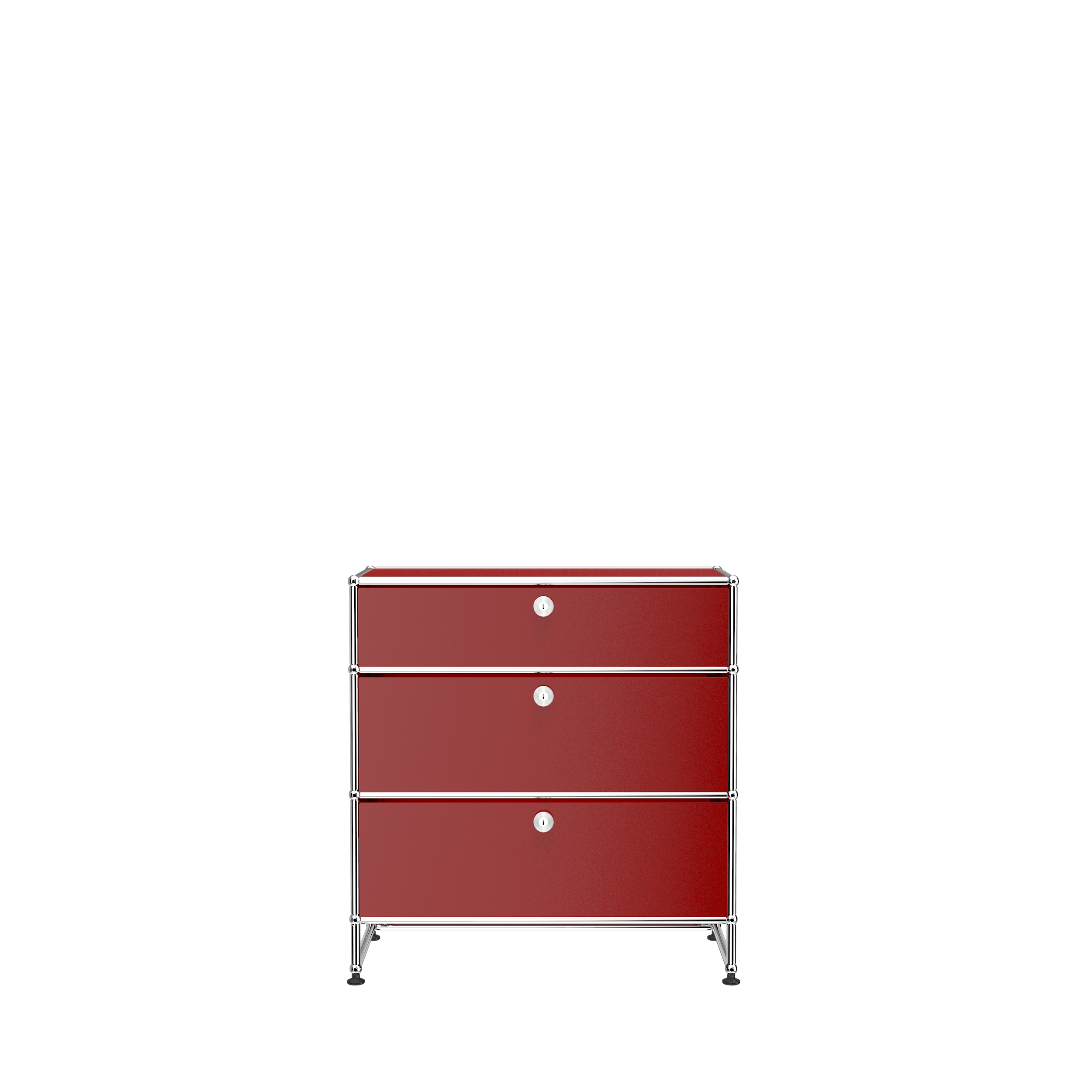 USM Ruby Red USM Haller 3 Drawer Storage (Y)|